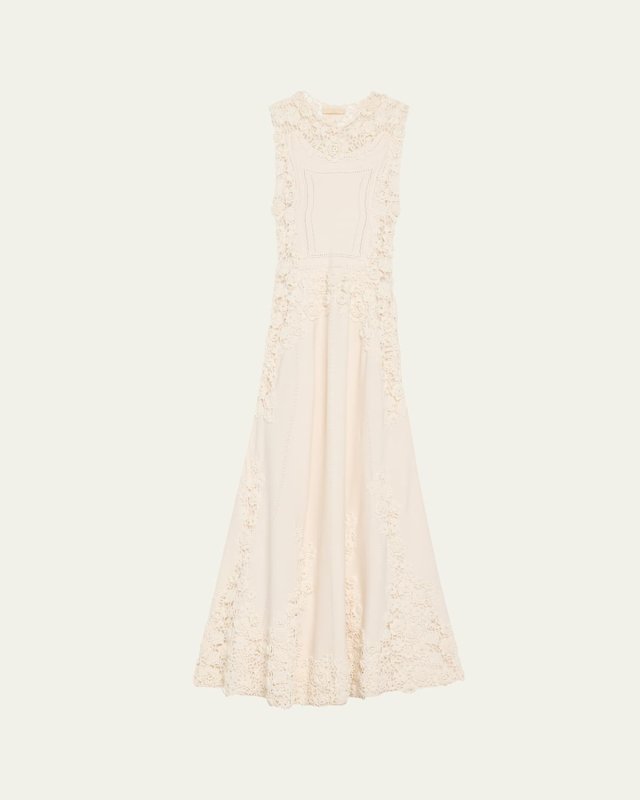 Genoveva Crochet Floral Knit Sleeveless Maxi Dress